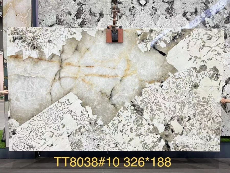 Laje de Quartzito Branco Cristal Pandora